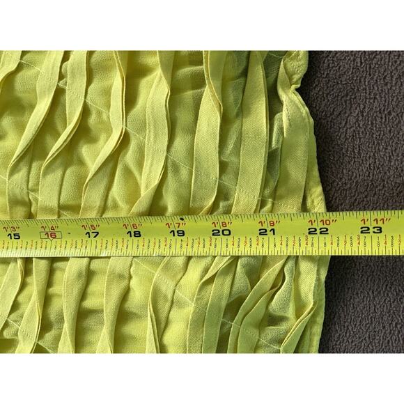 EUC Reiss Yellow Sz 2 A-Line Swing Skirt Textured Ruffle Wavy Line Pattern Zip - Picture 10 of 12